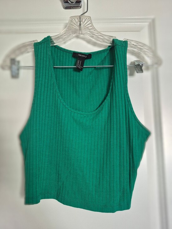 Forever 21 Tops - Forever 21 Emerald Green Ribbed Crop Tank